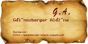 Günszberger Aléna névjegykártya
